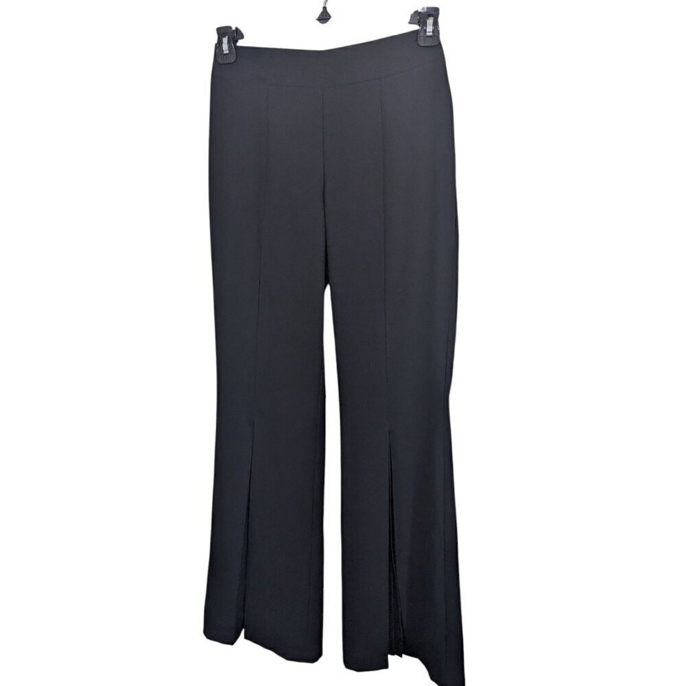 Vintage Cartise Womens Split Front Leg Flare Pants US 2 Black Y2K Side Zip